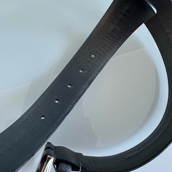 Salvatore Ferragamo Metallic Dark Gray Leather Belt with Brown Buckle 33/80 main image 5